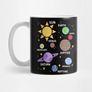 womens solar system shirt, planets, sun and planets, star and planet, outer space, all planets, solar system, planetary system, heliocentric Mug